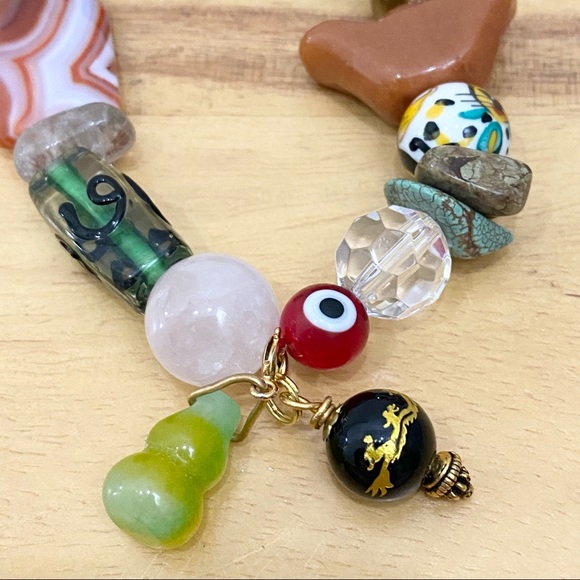 Handmade Pi Xiu Natural Gemstones Mixed Beads Crystal 8-inch Lucky Bracelet - Picture 15 of 16